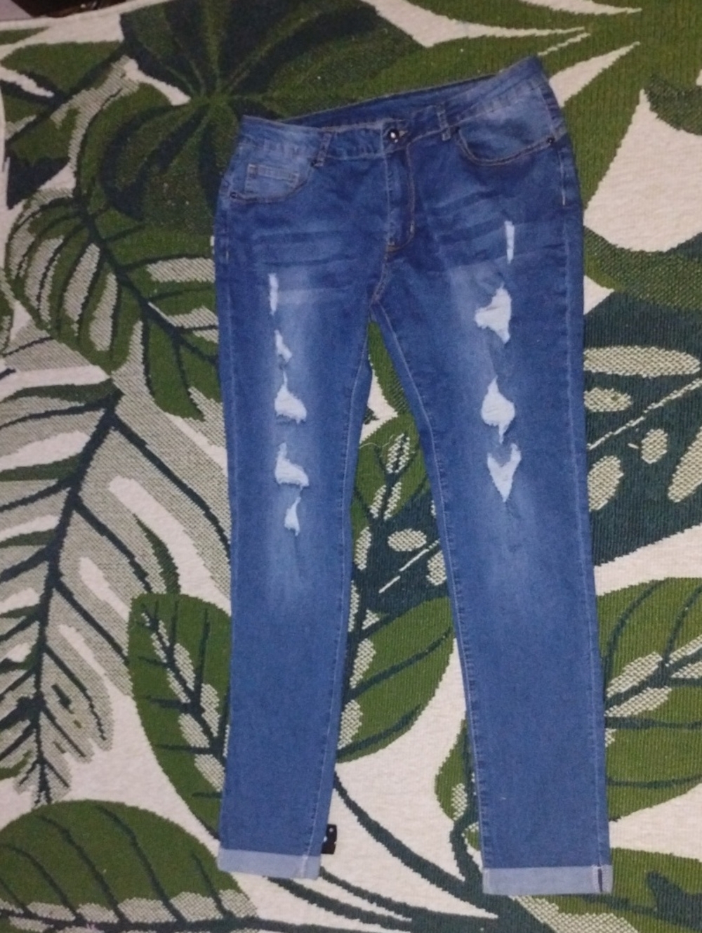 Women's Blue Distressed Skinny Jeans